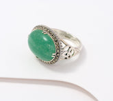 Solvar Sterling Silver Green Aventurine & Marcasite Ring, Size 8
